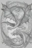 Placeholder: line art of a flying dragon, mandalas