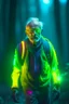 Placeholder: portrait of flashy neon cyborg old man using a walker in the woods, zeiss prime lens, bokeh like f/0.8, tilt-shift lens 8k, high detail, smooth render, down-light, unreal engine, prize winning