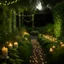 Placeholder: A lush garden adorned with flickering candles and fairy lights, creating a warm and enchanting atmosphere.
