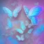 Placeholder: luminous pastel colors, blue butterfly