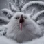 Placeholder: smooth hyper realistic, beautiful Japanese snow bird in crown, pale colors, dark cosmos background, cat еye, extremely sharp detail, finely tuned detail, ultra high definition, 8 k, unreal engine 5, ultra sharp focus, accurate sword wings, positive smile, lot of details, fit within portrait, Ambiance winter, perfect composition, perfect hair, perfect hands, finger up gestures