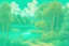 Placeholder: A turquoise jungle with a lake painted by Alfred Sisley, Bruegel painting style