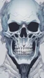 Placeholder: a close up of a person with a skull on their head, blue and black colors, anime skull portrait man, scary detailed art in color, hiroyuki-mitsume takahashi, nychos art aesthetic, half man half skeleton, anime cyberpunk art, colored manga art, rossdraws pastel vibrant, hot colors. insanely detailed, beautiful anime portrait, stunning anime face portrait, scary art in color