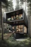Placeholder: large house in the woods made from shipping containers, photorealistic