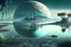 Placeholder: Alien landscape with grey exoplanet in the sky, Lagoon reflection, vegetation, sci-fi, concept art, movie poster, cinematic