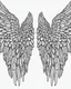 Placeholder: realistic angel wings tattoo idea, line art, background, vector, svg, black outline on white background, leave plenty of white space beetween lines for coloring, tattoo style, tattoo idea,full body