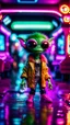 Placeholder: sexy stunt furry hairy alien pimp rocker gremlin in telephone both parked in dark neon lit reflective wet arcade hall tunnel,bokeh like f/0.8, tilt-shift lens 8k, high detail, smooth render, down-light, unreal engine, prize winning