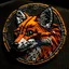 Placeholder: full screen; stylish embroidered patch featuring idiotprojketet;if Firefox browser logo was a real animated fox, sharp and detailed.; fox face in mosaic, in the style of andrew atroshenko, peter gric --ar 73:109 --stylize 750 --v 6