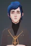 Placeholder: black hair freckles blue eyes young wizard beardsley