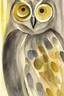 Placeholder: abstract watercolour of an owl by barbara hepworth and paul klee in gold and grey