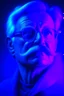 Placeholder: lightning strikes, abstract, high quality, UHD, Luminous Studio graphics engine, violet, cyan, octane render, cloudy haze, fiery members, old man Carl Gustav Jung with glasses and mustache portrait