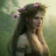 Placeholder: A beautiful female celtic druid with hair made out of flowers, digital art, HD, 8k, high definition, very high quality, detailed eyes, nature, druid, fantasy