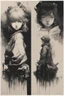 Placeholder: poster in two gradually, one girl illustration by <Yoji Shinkawa> and one girl illustration by <John Kenn Mortensen>,