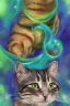 Placeholder: Aquarius zodiac sign, cat, blue, green, hyper realistic