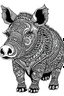 Placeholder: mandala rhinocéros : black and white with white background.