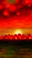 Placeholder: A red fiery sky with fireballs painted by Jeffrey Kolker