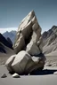 Placeholder: No. 28, with details of a three-dimensional rock on the surface of the Earth, with a background of rocky mountains