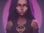 Placeholder: Portrait of a pretty dark skinned witch little girl with dark curly hair