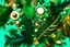 Placeholder: Green fantasy flatlay shot from above, blank space, overhead shot, glitter gold, jewels green, feathers green, aesthetic