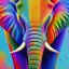 Placeholder: Elephant head portrait, bright colors, splash paint, centered, detail, 8k resolution