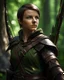 Placeholder: Half-elf ranger with short brown hair and keen green eyes. Pointed ears, weathered face. Leather armor, longbow on back. Hunting knife at belt. Alert stance. Forest background, natural lighting, medieval fantasy style.