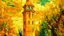 Placeholder: A yellowish orange colored mythical bell tower painted by Vincent van Gogh