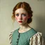 Placeholder: Quilted dress, beautiful lily cole with rosy cheeks and freckles, modern oil painting