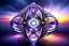 Placeholder: Dynamic complex hypnotic fractal 3D with horizontal Symmetry structures twisting and morphing between organic and geometric forms, smooth translucent iridescent glass with inner glow and bubbles, varied transparent materials, stormy skies, intense dramatic