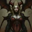 Placeholder: female demon, dark fantasy, realism, stylised, tiefling