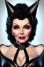 Placeholder: Joan Collins as evil queen in black leather, leather, busty, cleavage, angry, stern look. character design by cory loftis, fenghua zhong, ryohei hase, ismail inceoglu and ruan jia. unreal engine 5, artistic lighting, highly detailed, photorealistic, fantasy