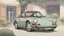 Placeholder: a porche car, Ghibli style anime