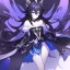 Placeholder: Clear focus, High resolution, rough line sketch art, long black hair, hair between eyes, fluffy hair, purple eyes, wearing a off shoulder shirt, no spaghetti strapes, dark aura, 1girl, wearing a skirt, genshin impact