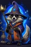 Placeholder: evil, Raccoon wizard, in anime portrait art style