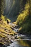 Placeholder: This is amazing! I love how the light glints off everything, giving stark contrast to the shadows. There must be some deer or elk up ahead since the horse has his ears perked forward and with an intent gaze of interest. The young lady looks like she is enjoying herself alone with her friend while plodding downstream through the lazy creek. Thank you for sharing. Beautiful artwork!