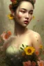 Placeholder: painting of flowers and beautiful girl portrait, scaffolding, decay, textured, anatomically correct, beautiful perfect face, sharp focus, highly detailed