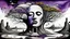 Placeholder: painted and drawing inner world with uncontrolled mind and soul, in midle a big head statue on floating island over surreal cracked painted weird land with some black doors. very dark purple, gray, black, white, brown. Whimsical style of Chagall , of Minjae Lee and René Magritte, lonely face with absurd beauty. broken, weird absurd nightmare, labirynth, dark vision, in background big neuron network and stars , surreal vibe