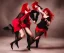 Placeholder: two red hair women dancing in black and red lingerie as a photography style