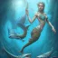 Placeholder: sango fantasy, fantasy magic, intricate, sharp focus, illustration, highly detailed, digital painting, concept art, matte, artgerm and paul lewin and kehinde wiley, masterpiece sexy lips African lady fish body mermaid turquoise space lady beach sea under water great white shark mermaid seaweed