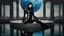 Placeholder: fantasy photo of a woman in an android looking catsuit, with black hair, sitting on a ledge over a pond, wearing an android-looking catsuit, sideways, with a planet behind her