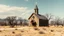 Placeholder: large church in 1960's middle of nowhere, day, 8k, high quality, trending art, trending on artstation, sharp focus, studio photo, intricate details, highly detailed, by tim burton