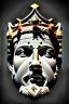 Placeholder: Ultra Realistic image, Roman sculpture, white marble material, Lionel Messi, gold Laurel leaves wreath, god crown, baroque ornaments, one gold star in heart, sun ornament, sun rays background, chisel style, waist up portrait, emperor style, epic, celestial, cinematic lighting, God light, god rays, 4k resolution, smooth details, ornate details, soft lighting, unreal engine 5, art station, substance 3d.