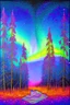 Placeholder: Zentangle image of Northern Lights shing in a jeweled fantasy forest
