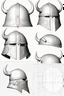 Placeholder: 2d blueprint of a viking helmet, , high detail, smooth render, prize winning