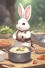 Placeholder: Cute chubby bunny floppy ears adventurer dnd cooking art realism