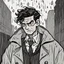 Placeholder: a closeup of a disgusted young man in a heavy coat during a rainstorm cartoon