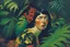 Placeholder: woman in colorful jungle by Caravaggio