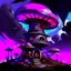 Placeholder: A fantabulous black, magenta and blue (((mushroom tower house))) erected atop a (geologic pillar), surrounded by the uncanny imaginative ((( swirling skies))), offset by the stark hues of a (neon-tinged nebulous space scape), within. captured by the hand a skilled master painter with a focus on (softly blurred compositions and voluminous lighting).