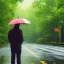 Placeholder: Man looking at rainy road