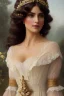 Placeholder: beautiful and gorgerous duchess with incredible jewellery in 19th century clothing by Greg Rutkowski and Artgerm and Emile Vernon and Vladimir Volegov, in a brown dress, mystical castle background, art illustration, natural beauty, muted colors, pastels, perfect fingers, higly detailed, expressive, high detail, symmetrical, digital painting, symmetrical eyes, dynamic lighting, artstation, cinematic lighting, intricate artwork, emitting diodes, smoke, artillery, sparks, racks, system unit, mother