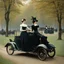 Placeholder: The Goldsmith Ladies in the Bois de Boulogne in 1897 on a Peugeot car, Julius LeBlanc Stewart, smile, dog